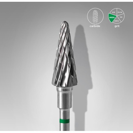 STALEKS PRO- PUNTA FRESA PER UNGHIE IN CARBURO CONO VERDE EXPERT DIAMETRO TESTA 6MM/DIAMETRO TOTALE PUNTA 14MM