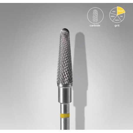 STALEKS PRO- PUNTA FRESA PER UNGHIE TRONCONICA IN CARBURO GIALLO EXPERT DIAMETRO DELLA TESTA 4MM/DIAMETRO PUNTA 13MM