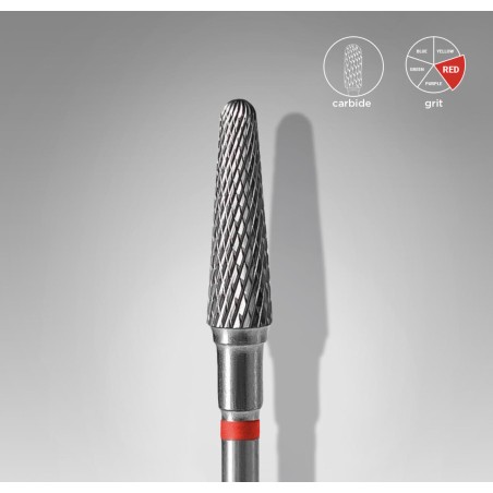 STALEKS PRO- PUNTA FRESA PER UNGHIE TRONCONICA IN METALLO DURO ROSSA EXPERT-DIMETRO TESTA 4MM/DIAMETRO TOTALE 13MM