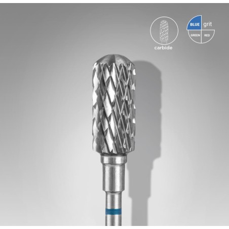 STALEKS PRO- PUNTA FRESA PER UNGHIE IN CARBURO CILINDRO ARROTONDATO BLU EXPERT- DIAMETRO TESTA 6MM/ DIAMETRO TOTALE PUNTA 14MM