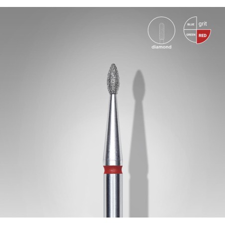 STALEKS PRO- PUNTA PER UNGHIE IN DIAMANTE A GOCCIA ROSSA EXPERT-DIAMETRO TESTA 1,6MM/ DIAMETRO PUNTA 4MM