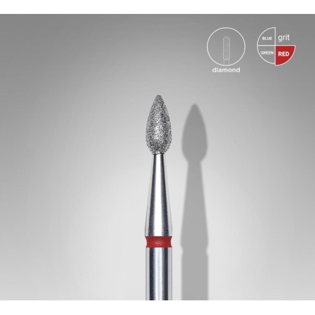 STALEKS PRO-PUNTA PER FRESA IN DIAMANTE ROSSA A GOCCIA EXPERT- DIAMETRO TESTA 2,3/DIAMETRO TOTALE 5MM