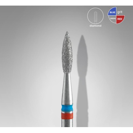 STALEKS PRO- PUNTA IN DIAMANTE DUO A FIAMMA ROSSO-BLU EXPERT- DIAMETRO TESTA 2.1MM/DIAMETRO PUNTA TOTALE 8MM