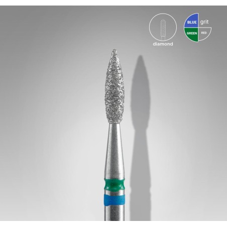 STALEKS PRO- PUNTA IN DIAMANTE DUO A FIAMMA BLU VERDE- DIAMETRO TESTA 2.1MM/ DIAMETRO TOTALE 8MM