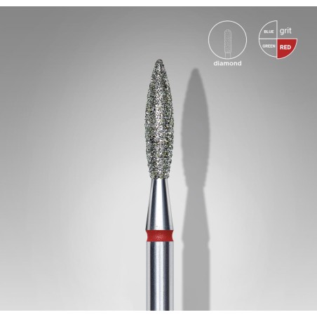 STALEKS PRO- PUNTA IN DIAMANTE A FIAMMA ROSSA EXPERT- DIAMETRO TESTA 2.3MM/DIAMETRO TOTALE PUNTA 10MM