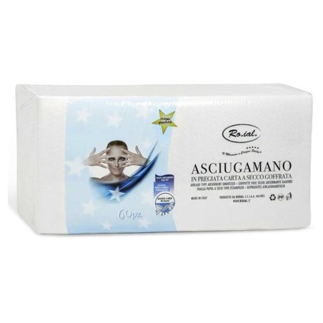ROIAL-ASCIUGAMANO MONOUSO IN CARTA A SECCO GOFFRATA 60PZ 35X67CM