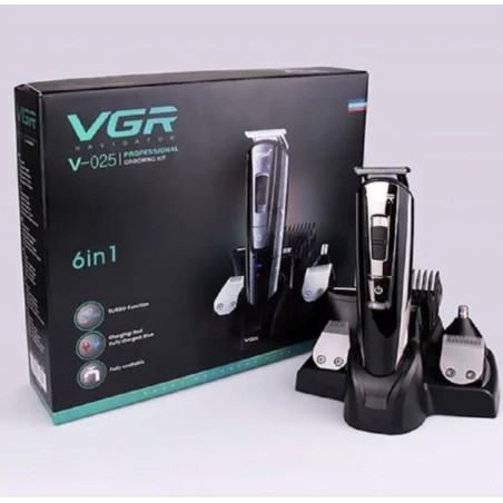 VGR V-025 Trimmer Kit 6 in 1 – Regolabarba e Tagliacapelli Professionale Multifunzione